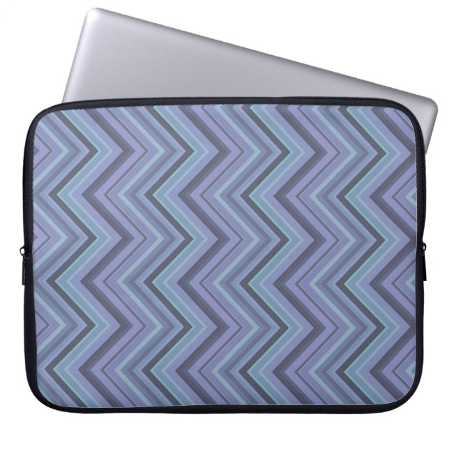 Blue-Grey Zigzag Stripes Laptopschutzhülle (Vorderseite)