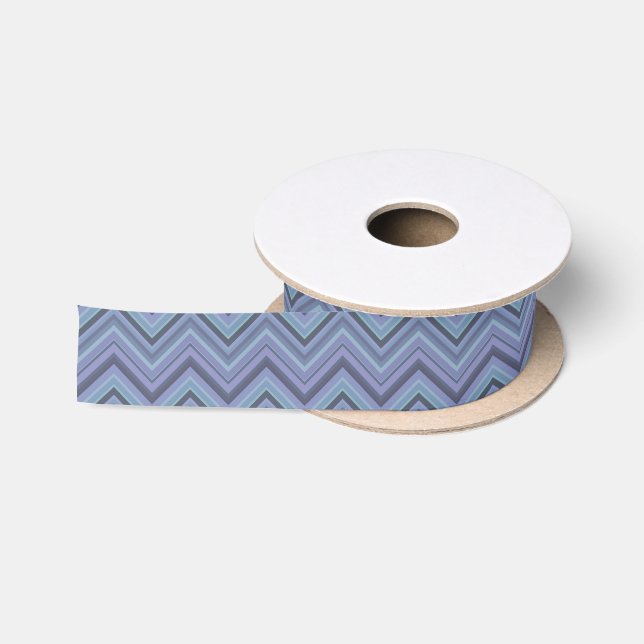 Blue-Grey Zigzag Stripes Satinband (Spule)
