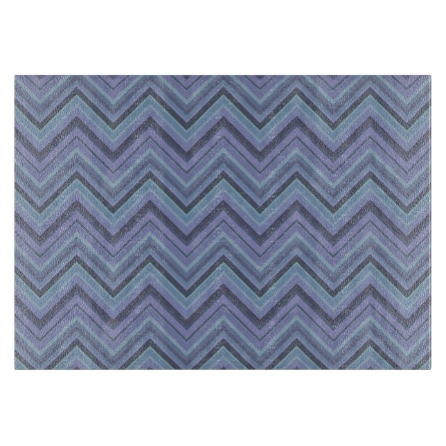 Blue-Grey Zigzag Stripes Schneidebrett (Vorderseite)