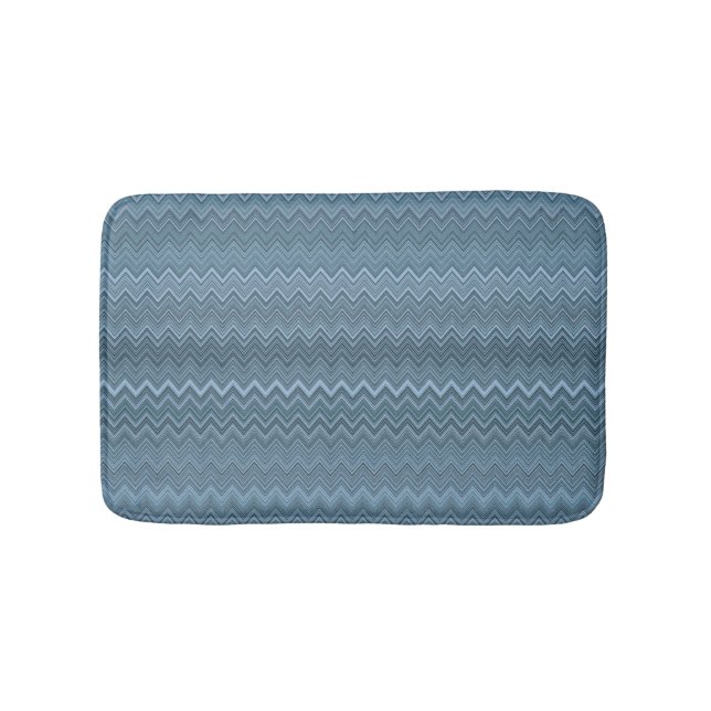 Blue Grey Zigzag Wavy Muster Badematte (Vorderseite)