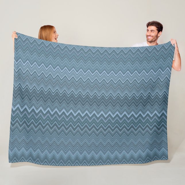 Blue Grey Zigzag Wavy Muster Fleecedecke (Beispiel)