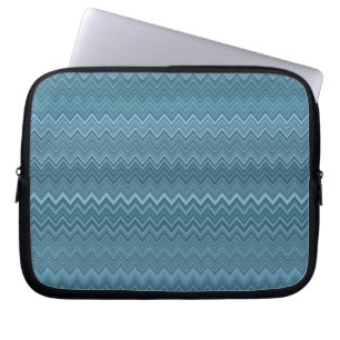 Blue Grey Zigzag Wavy Muster Laptopschutzhülle
