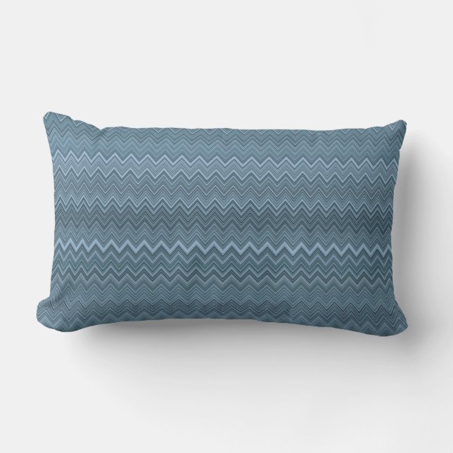 Blue Grey Zigzag Wavy Muster Lendenkissen (Vorderseite)