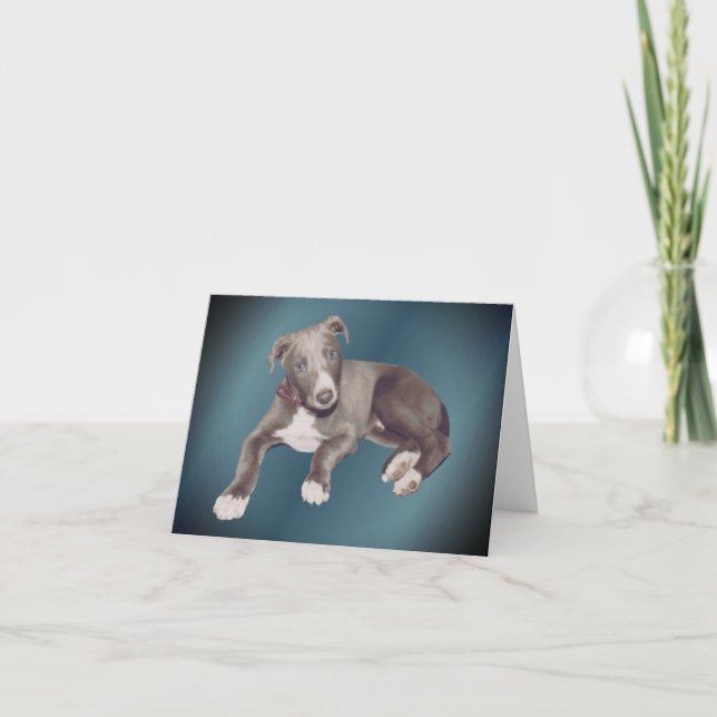 Blue Greyhound Puppy Dog Personalized Note Karte (Vorderseite)
