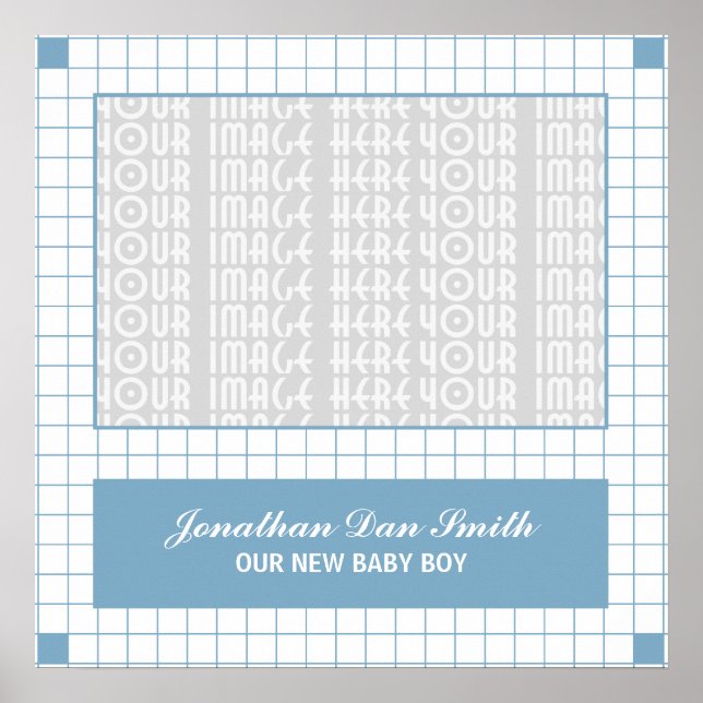 Blue Grid Foto Poster (Vorne)
