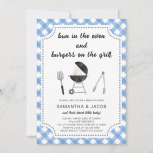 Blue GRILLEN Baby Shower Einladung