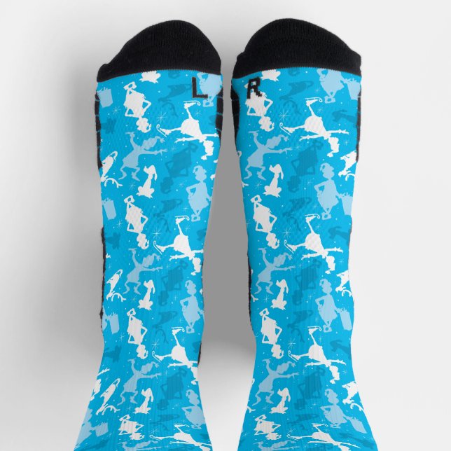 Blue Grinch Ice Skaten Pattern Socken (Oben)