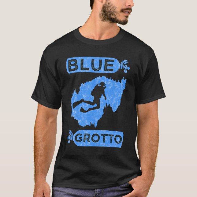 Blue Grotto TShirt Höhle Tauchen Shirt Höhle Scuba (Vorderseite)