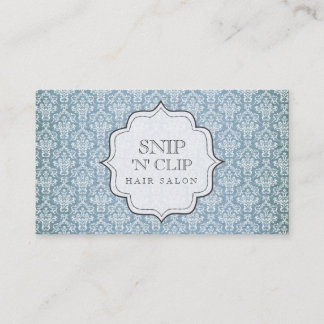 Blue Grunge Antique Damask Haar Stylist Mode Terminkarte