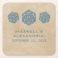 Blue Grunge D20 Dice Gamer Paper-Untersetzer