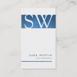 Blue Grunge Unternehmer Monogram BusinessCard Visitenkarte