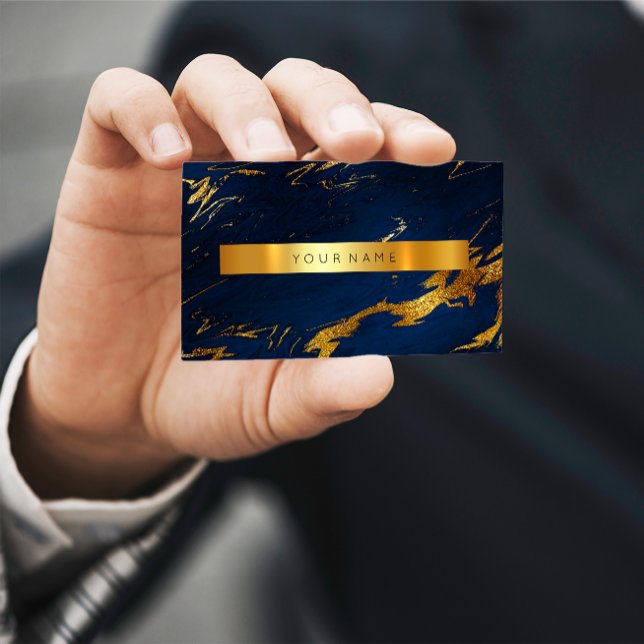 Blue Grungy Gold Marble Vip Business Card Visitenkarte (Navy Blue Grungy Gold Marble Vip Business Card)