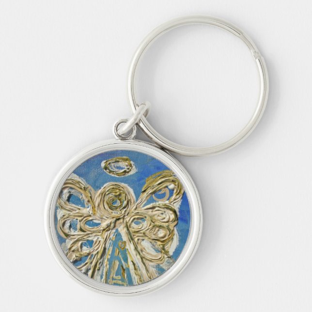 Blue Guardian Angel Art Custom Pendant Schlüsselan Schlüsselanhänger (Vorne)