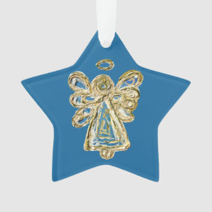 Blue Guardian Angel Art Weihnachtsfeier Ornament