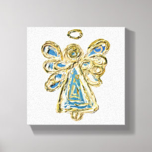 Blue Guardian Angel Art Wrapped Canvas Malerei Leinwanddruck