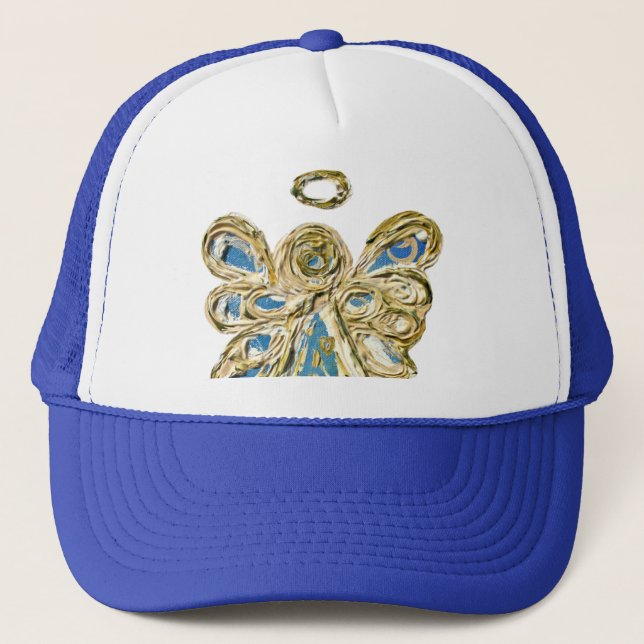 Blue Guardian Angel Custom Art Hat oder Cap Truckerkappe (Vorderseite)