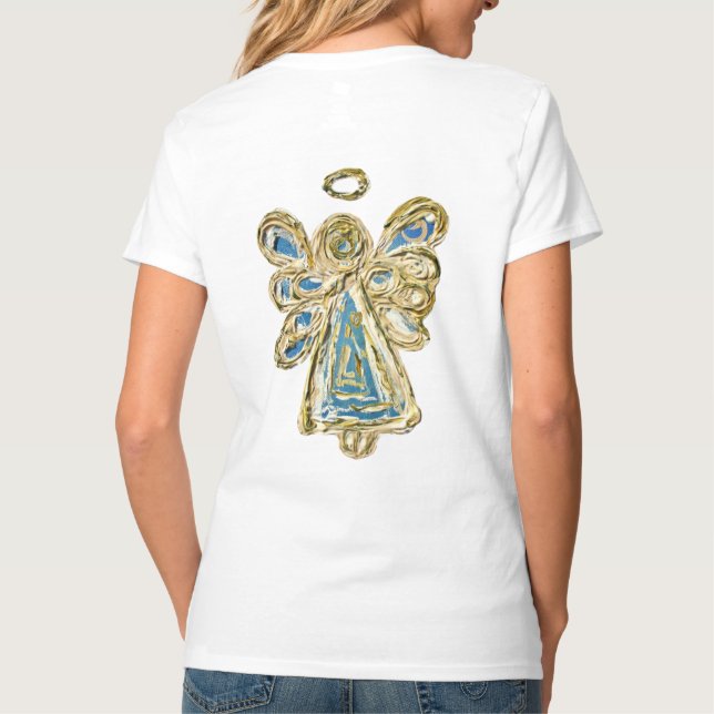 Blue Guardian Angel Custom Holiday Art Shirt (Rückseite)
