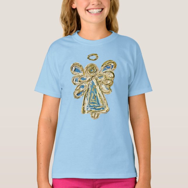 Blue Guardian Angel Custom Holiday Art T - Shirt (Vorderseite)