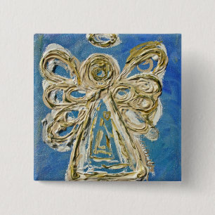 Blue Guardian Angel Custom Holiday Button Button
