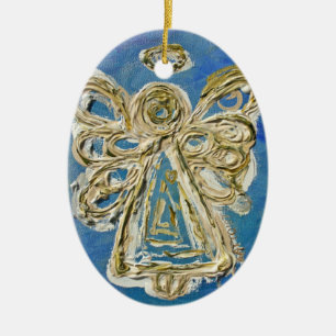 Blue Guardian Angel Keramik Ornament