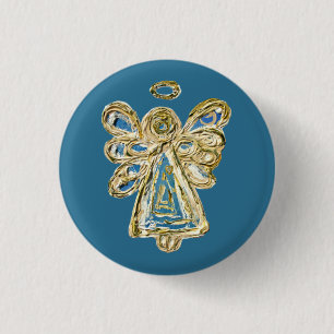 Blue Guardian Holiday Angel Custom Button Button