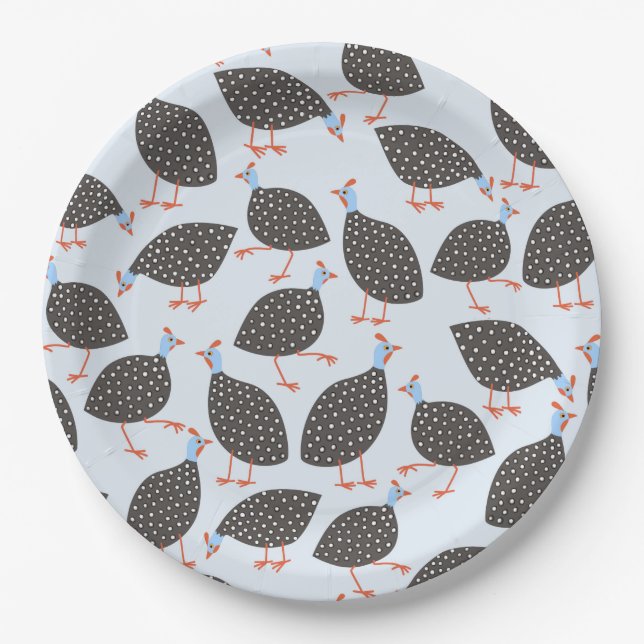 Blue Guinea Hen Pattern Pappteller (Vorderseite)