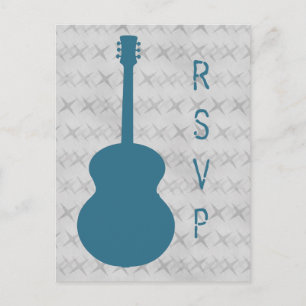 Blue Guitar Grunge UAWG Postcard Einladungspostkarte