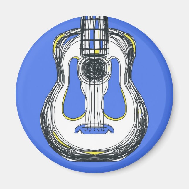 Blue Guitar Monster Face Magnet (Vorne)