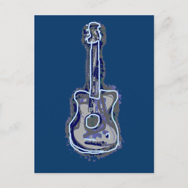 Blue Guitar Music Instrument Postkarte (Vorderseite)