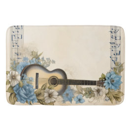 Blue Guitar Musiknotens Blume Badematte