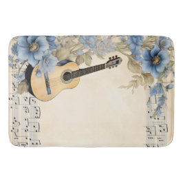 Blue Guitar Musiknotens Blume Badematte