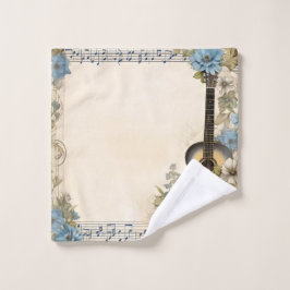 Blue Guitar Musiknotens Blume Badhandtuch Set