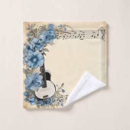 Blue Guitar Musiknotens Blume Badhandtuch Set