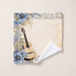 Blue Guitar Musiknotens Blume Badhandtuch Set