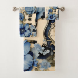 Blue Guitar Musiknotens Blume Badhandtuch Set