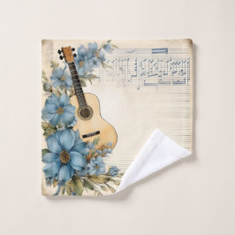 Blue Guitar Musiknotens Blume Badhandtuch Set