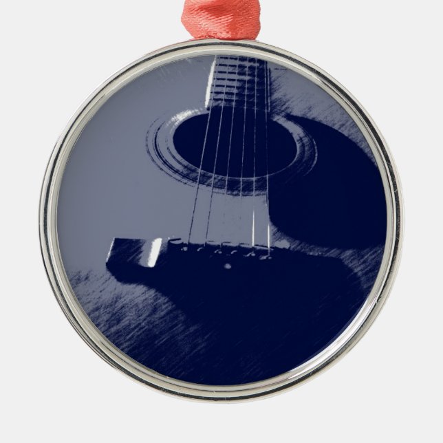 Blue Guitar Ornament Aus Metall (Vorne)