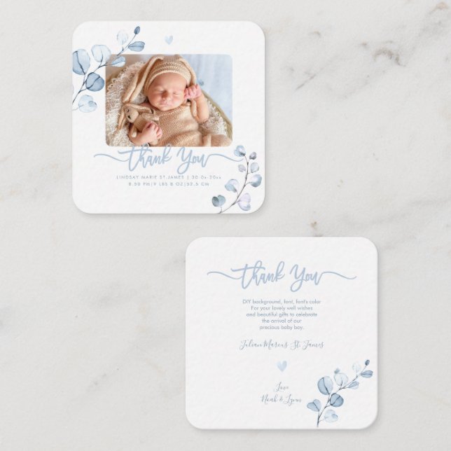 Blue Gum Eucalyptus Butterfly Dusche Vielen Dank Mitteilungskarte (Vorne/Hinten)