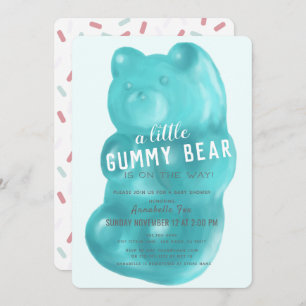 Blue Gummy Bear Boy Baby Dusche Einladung
