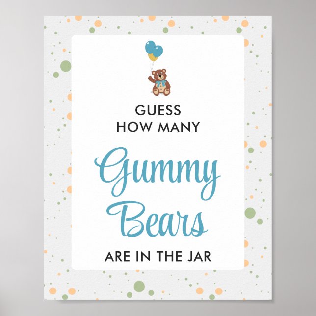 Blue Gummy Bear Guessing Game Boy Baby Shooter Poster (Vorne)