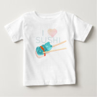 Blue Gummy Bear "I Liebe Sushi" Baby T - Shirt