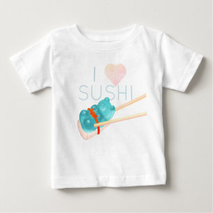 Blue Gummy Bear "I Liebe Sushi" Baby T - Shirt