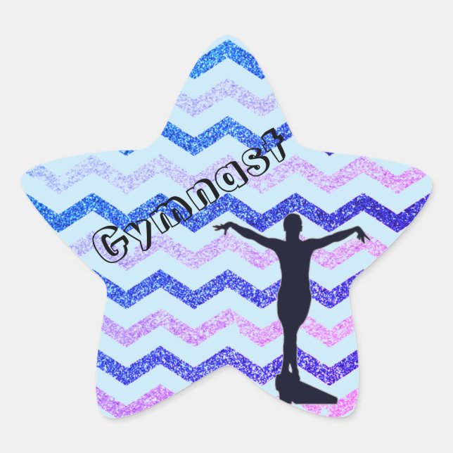 Blue Gymnast Zickzack Gymnastik Stickers (Vorderseite)