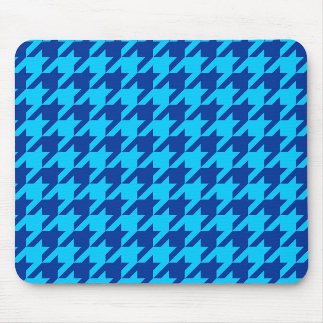 Blue Hahnentrittmuster Kariert Karo Mousepad (Vorne)