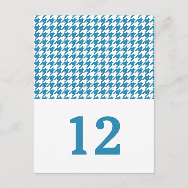 Blue Hahnentrittmuster Tischnummer Postkarte (Vorderseite)