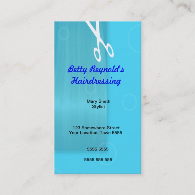 Blue Haidressing Business Card Visitenkarte (Vorderseite)