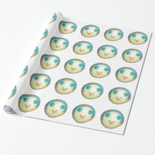 Blue Hair Emoji Art Print/Graphic Geschenkpapier