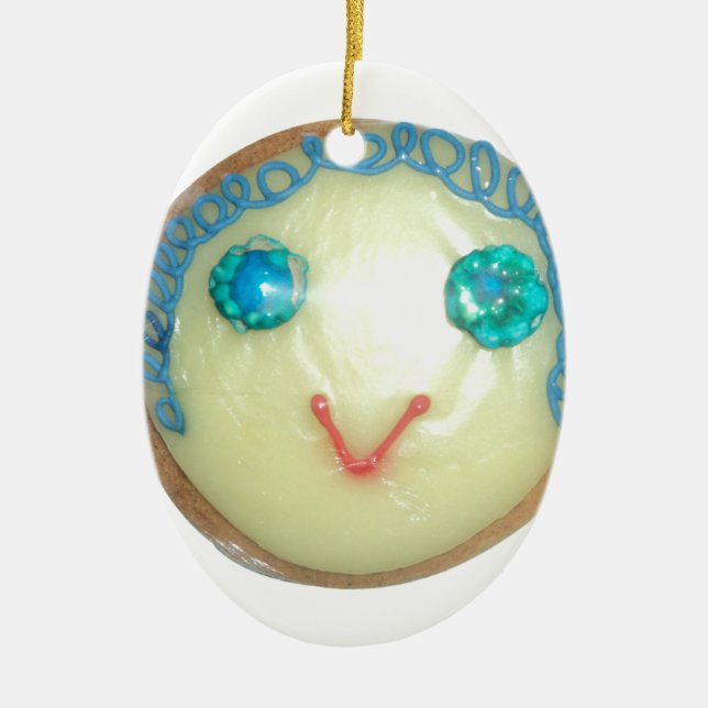 Blue Hair Emoji Art Print/Graphic Keramik Ornament (Vorne)