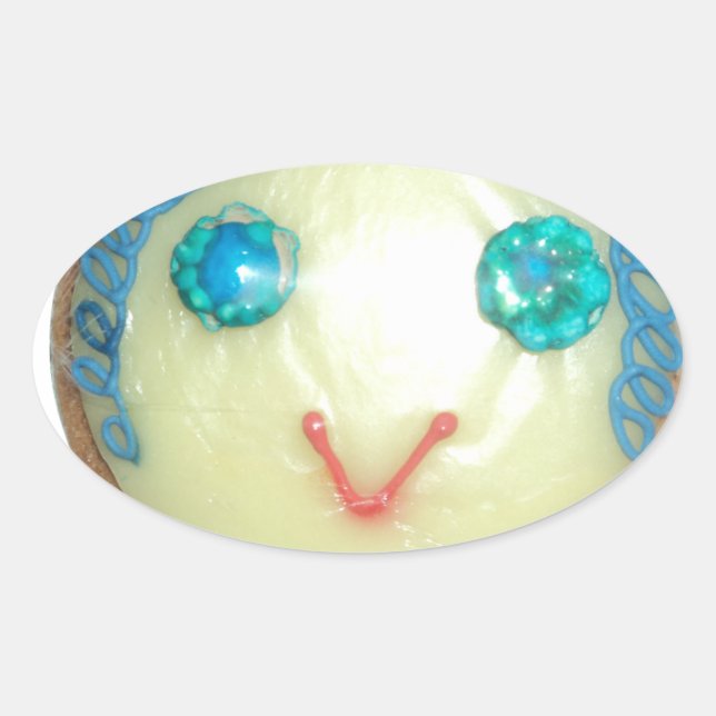 Blue Hair Emoji Art Print/Graphic Ovaler Aufkleber (Vorderseite)