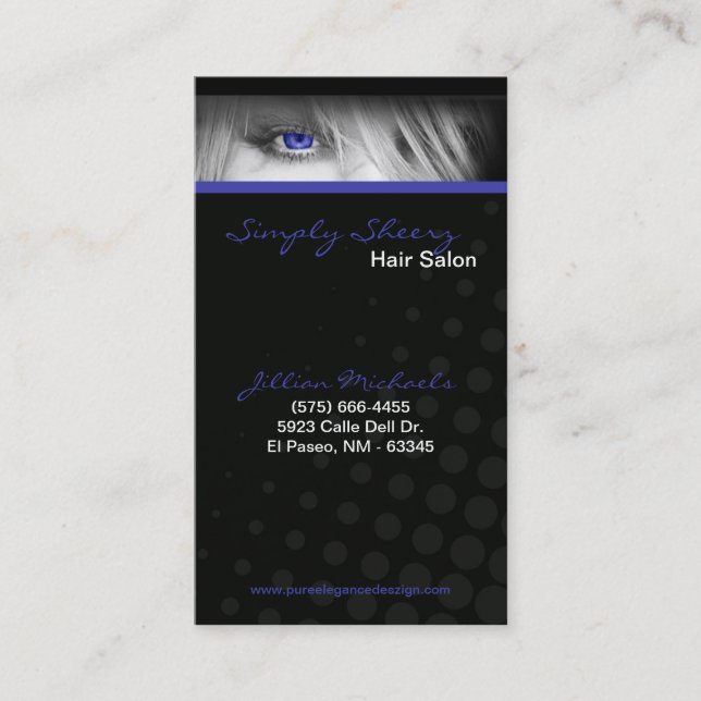 Blue Hair Salon Beauty Shop Boutiq Business Card Visitenkarte (Vorderseite)